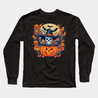 witch skull Halloween Long Sleeve T-Shirt